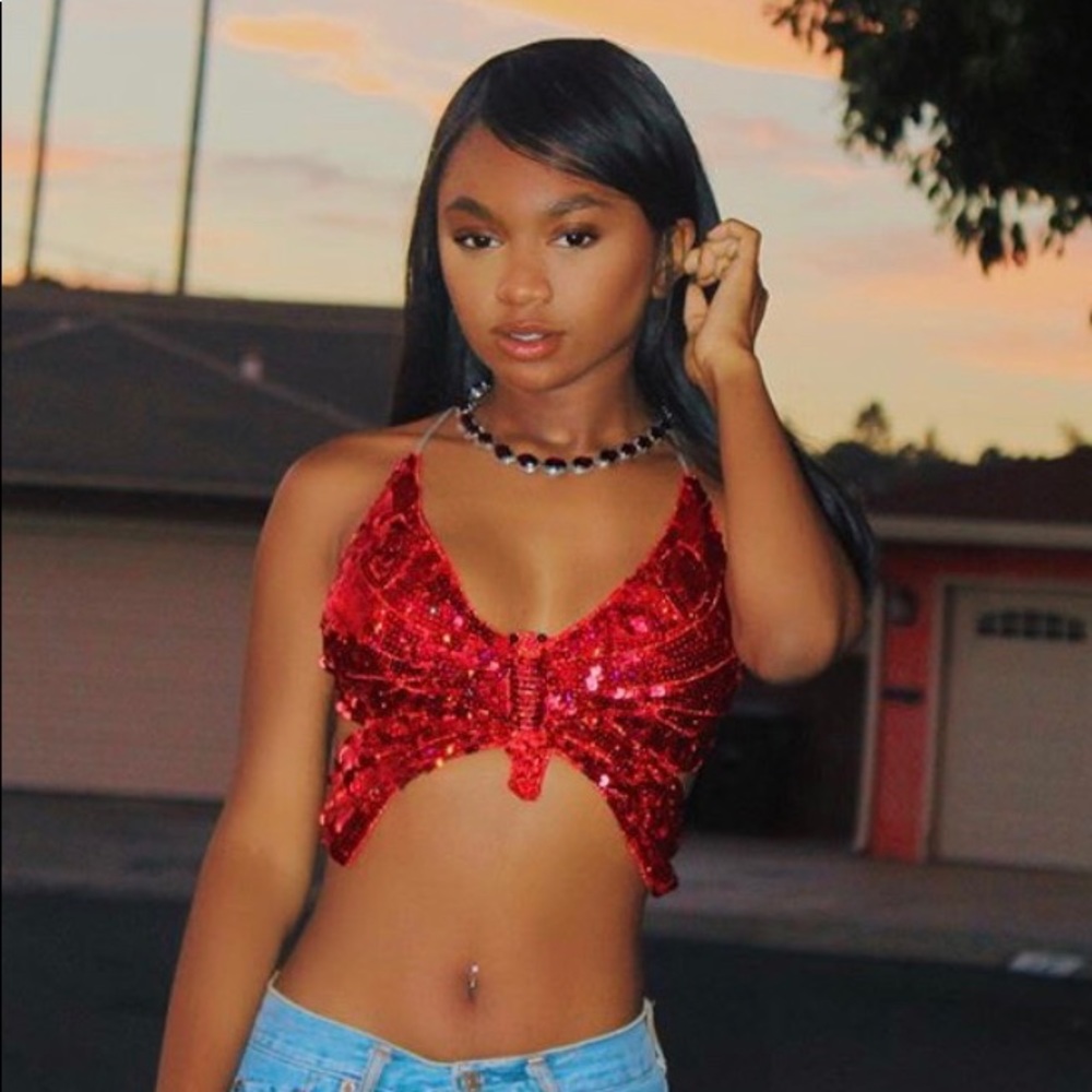 Sequin butterfly tops